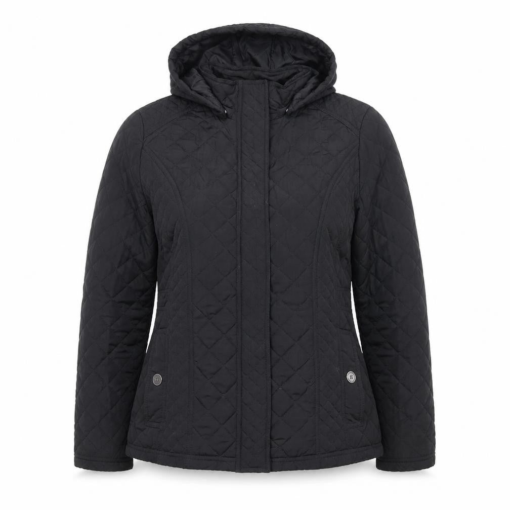 Jack Wills Womens Black Quilted Hooded Jacket Size S Regular