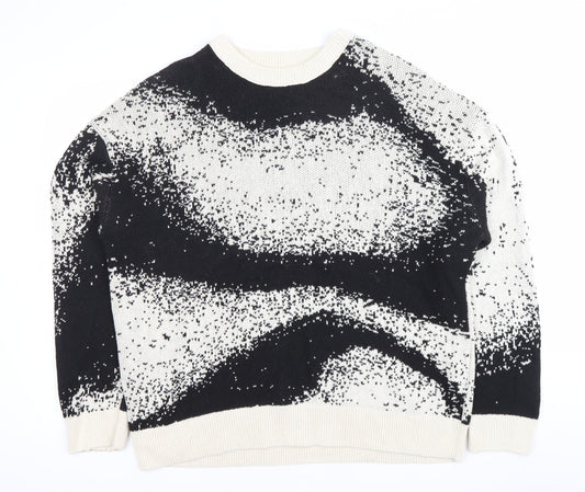 Zara Women’s Black & White L Pullover Jumper Crew Neck Knit