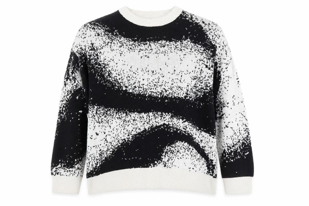 Zara Women’s Black & White L Pullover Jumper Crew Neck Knit