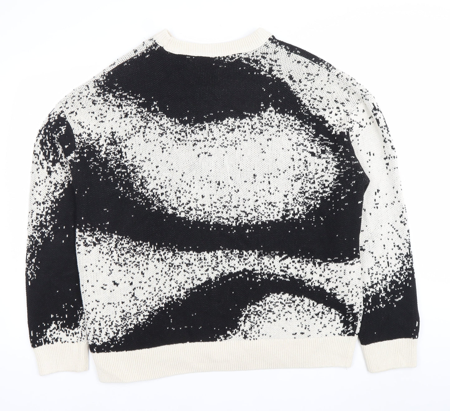Zara Women’s Black & White L Pullover Jumper Crew Neck Knit