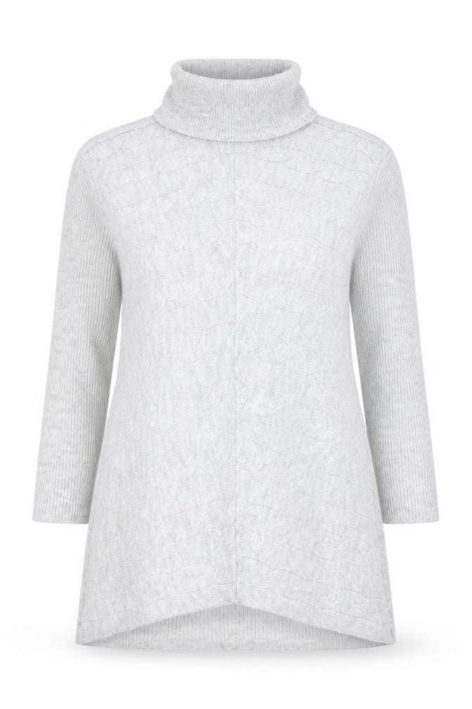 Lipsy Women’s Grey Cable Knit Roll Neck Long Sleeve Tunic Jumper UK 10