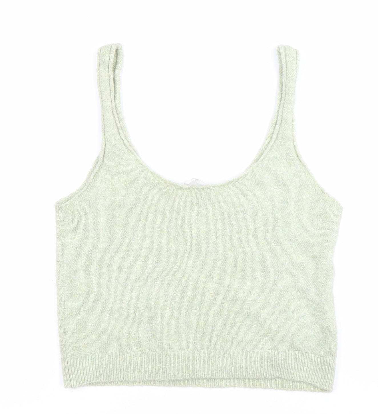 MNG Womens Green Floral Knit Scoop Neck Vest Jumper Top Size M