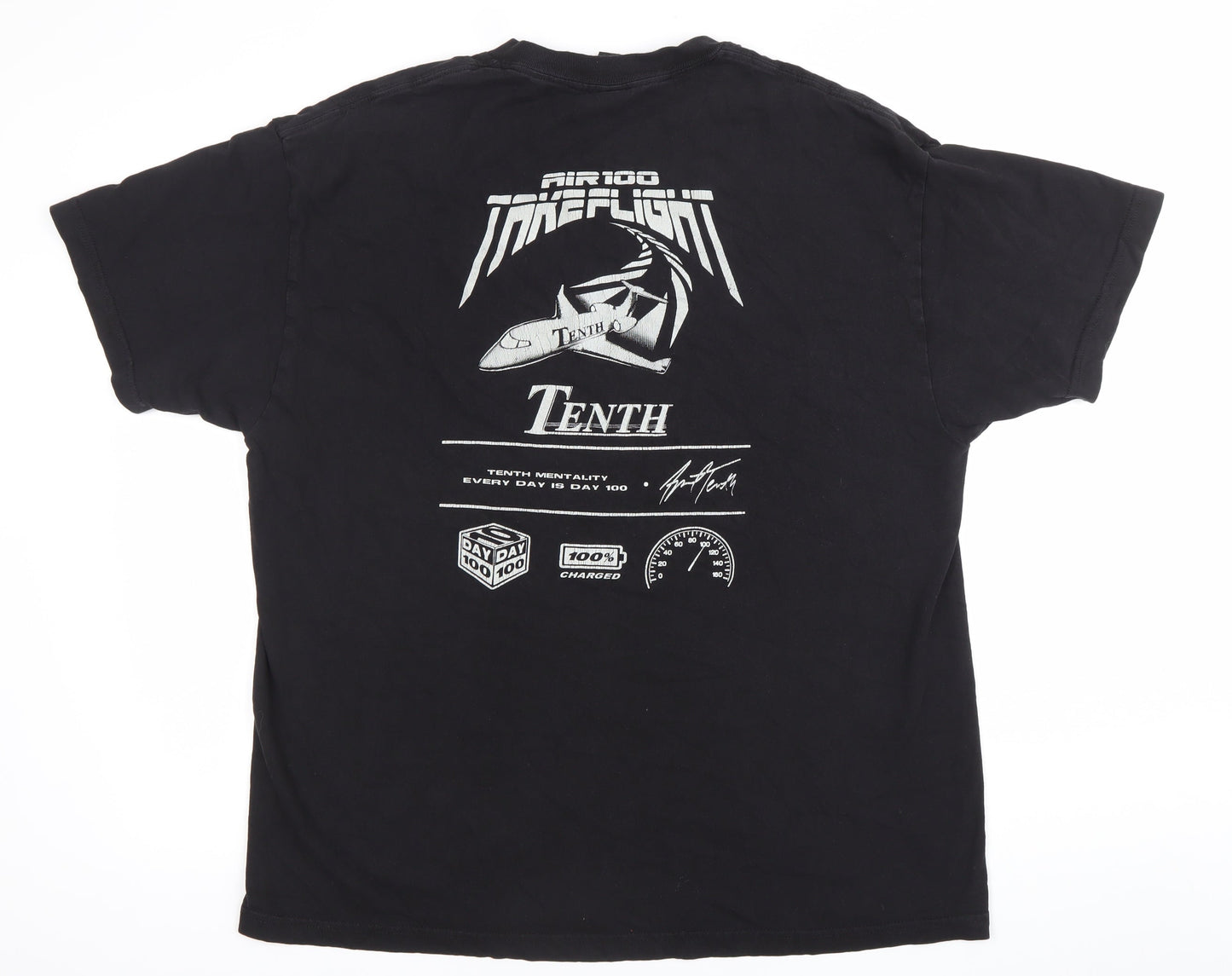Tenth Men's Black XL Graphic Print Cotton T-Shirt