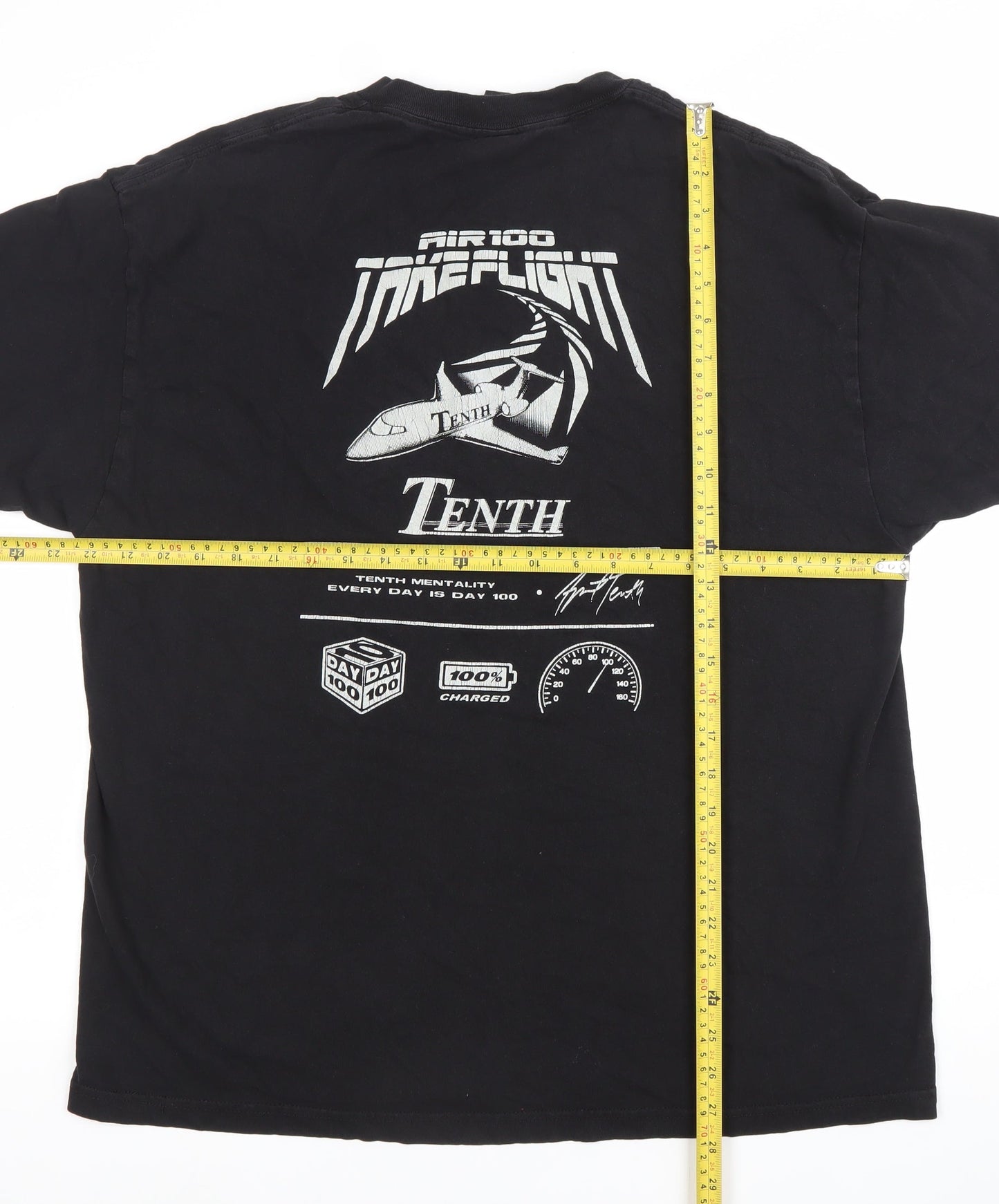 Tenth Men's Black XL Graphic Print Cotton T-Shirt