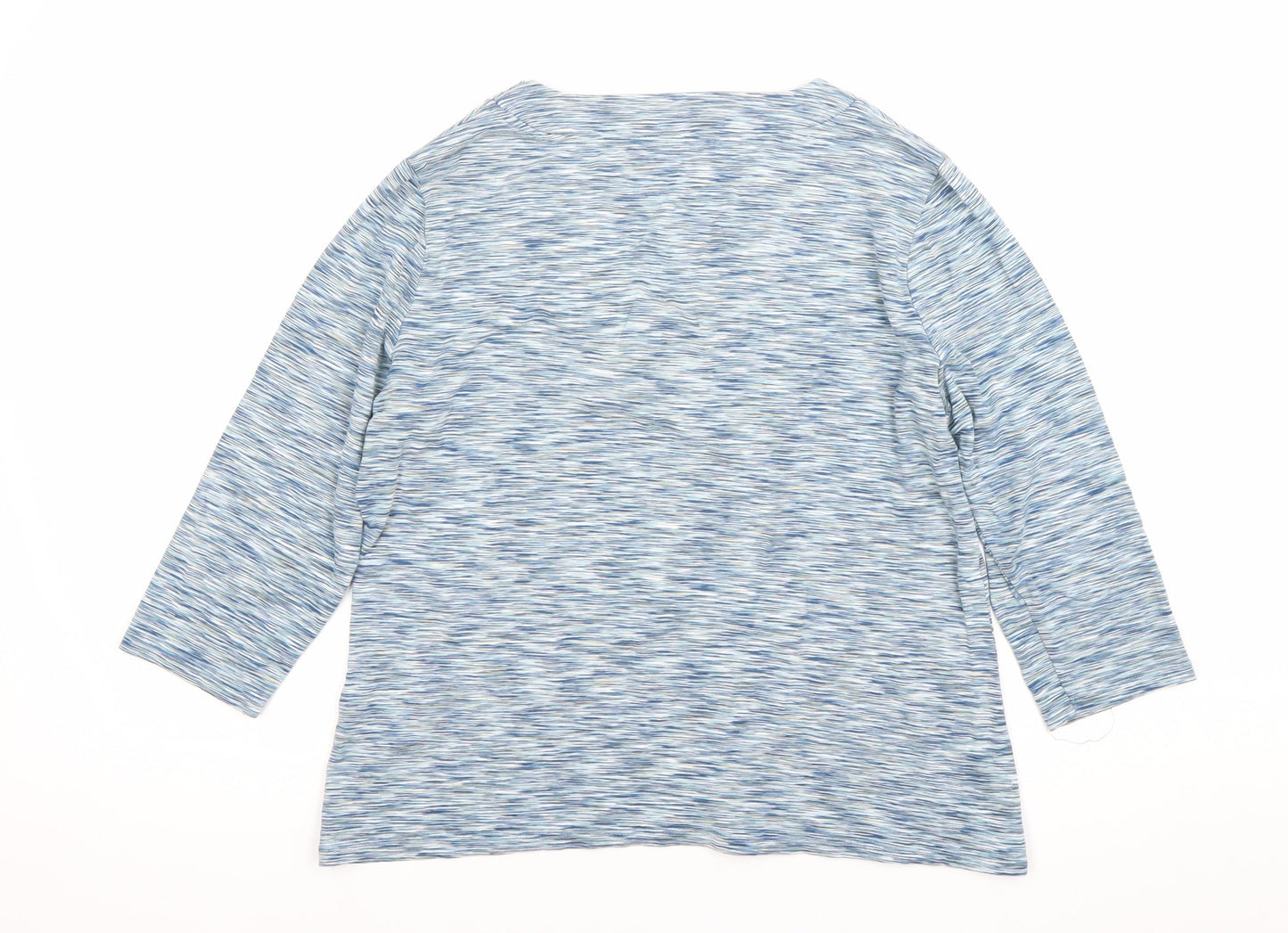 Viyella Womens Blue Striped 3/4 Sleeve V-Neck Top Size L