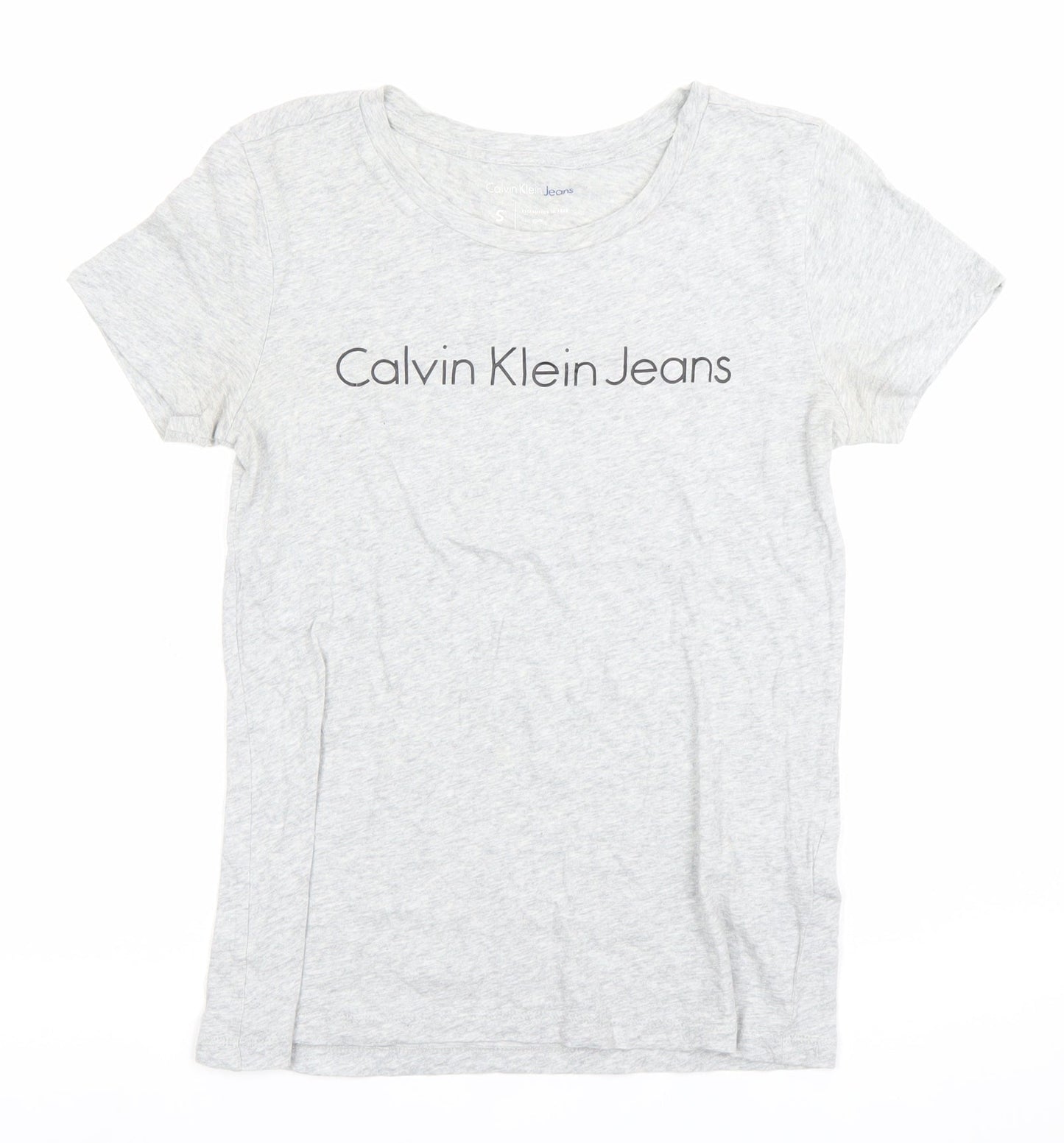 Calvin Klein Jeans Womens Grey Small Logo T-Shirt Casual Cotton