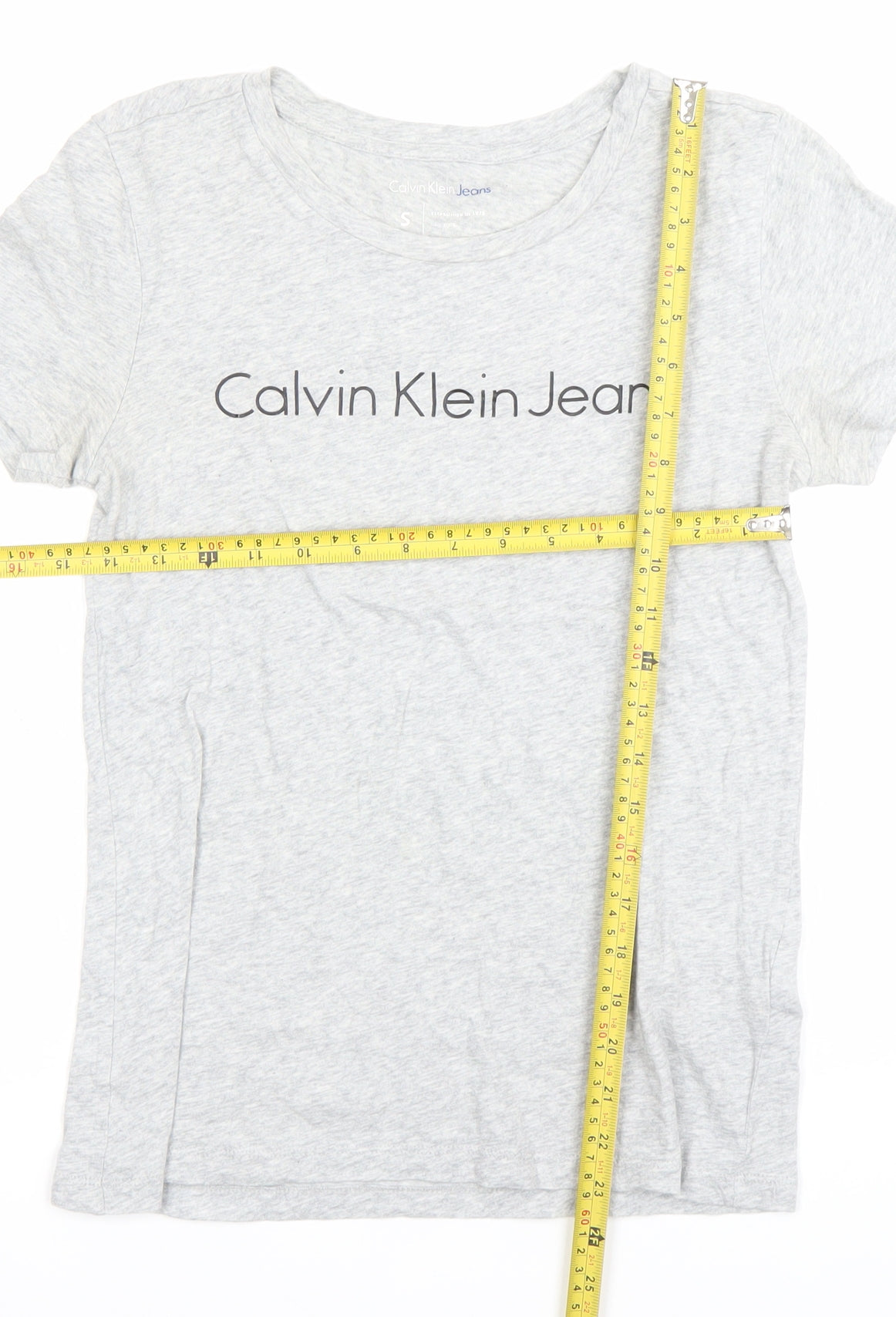 Calvin Klein Jeans Womens Grey Small Logo T-Shirt Casual Cotton
