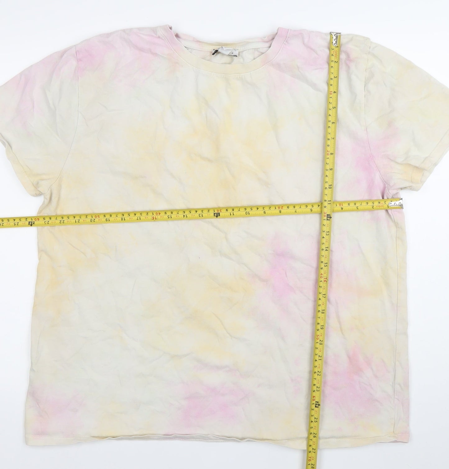 Topshop Women Multicoloured XL Tie-Dye T-Shirt Crew Neck Cotton