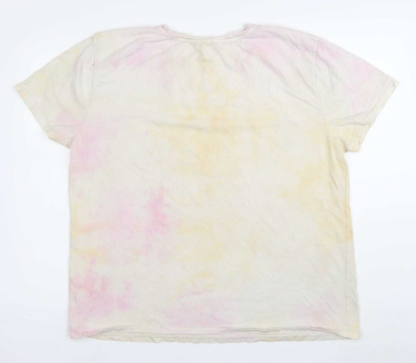 Topshop Women Multicoloured XL Tie-Dye T-Shirt Crew Neck Cotton