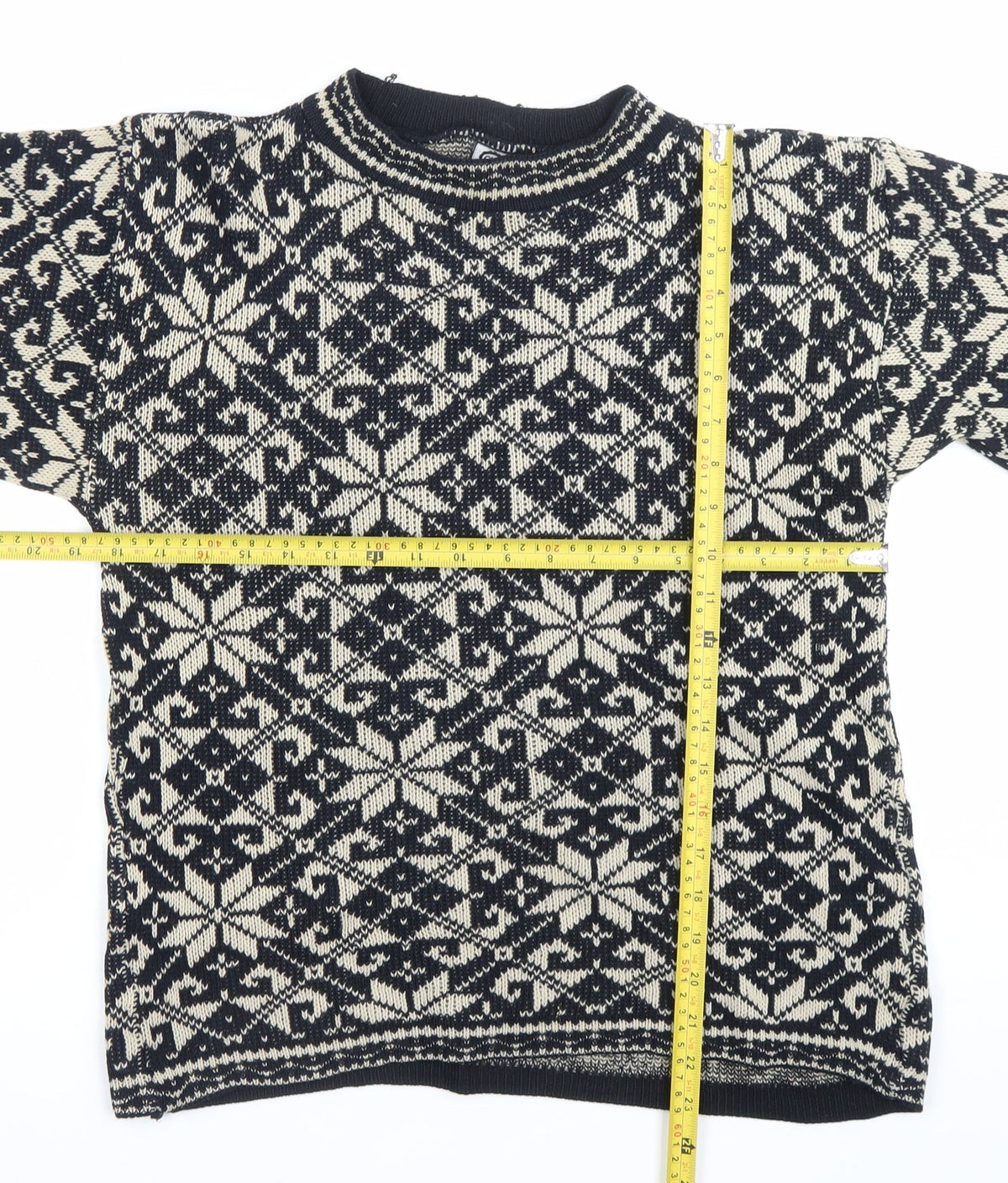 C&A Girls Black White Fair Isle Pullover Jumper 11-12 Years