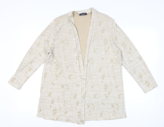 Saloos Women’s Beige Floral Tunic Blouse L Long Sleeve Stretch