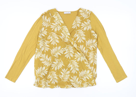 Marks and Spencer Per Una Women’s Yellow Floral Wrap Blouse UK 12