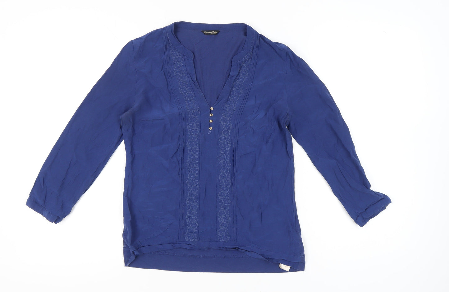 Massimo Dutti Women’s Blue Viscose Tunic Blouse Size M Long Sleeve