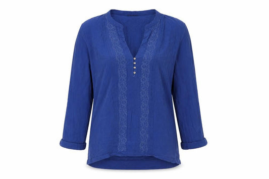 Massimo Dutti Women’s Blue Viscose Tunic Blouse Size M Long Sleeve