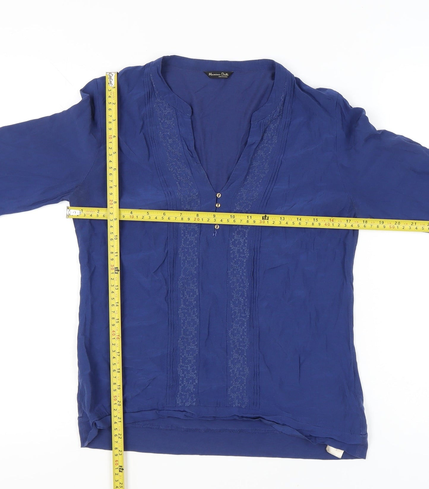 Massimo Dutti Women’s Blue Viscose Tunic Blouse Size M Long Sleeve