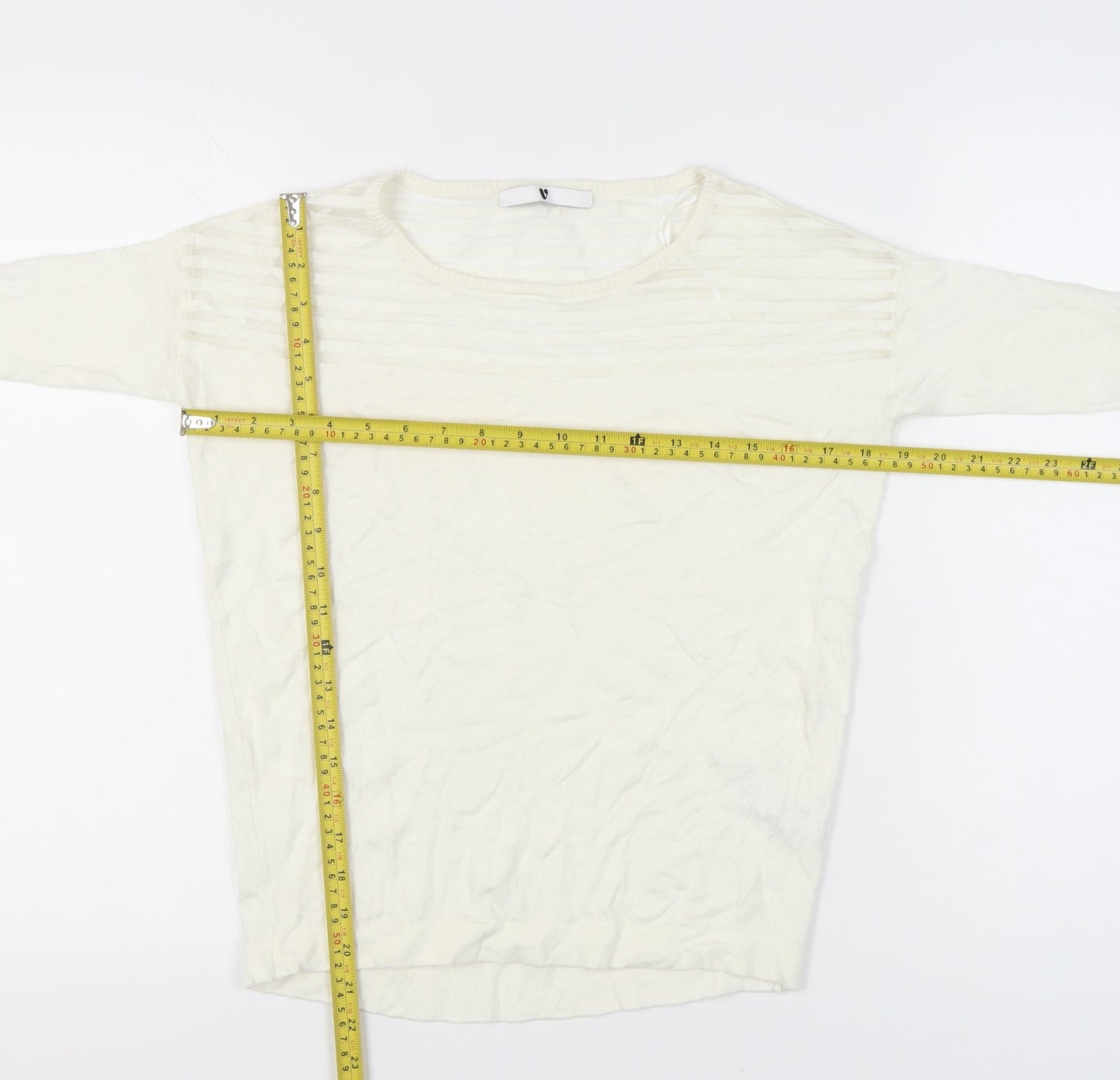 Very Women’s Ivory Scoop Neck Pullover Jumper Size 8 Knit 3/4 Sleeve