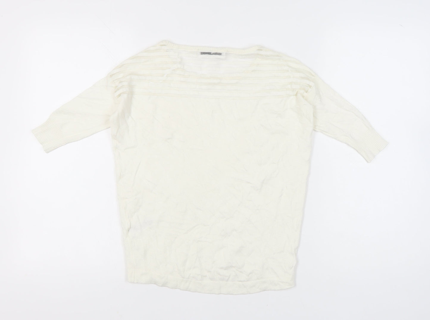 Very Women’s Ivory Scoop Neck Pullover Jumper Size 8 Knit 3/4 Sleeve