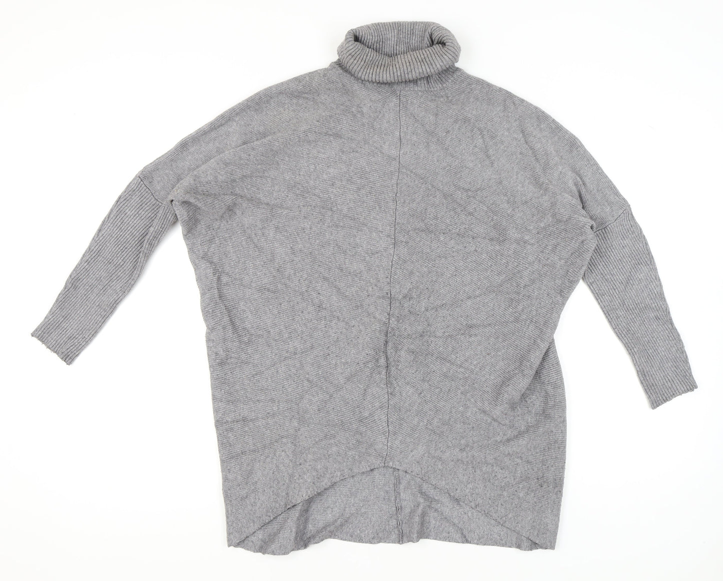 Blue Vanilla Womens Grey Roll Neck Jumper One Size Relaxed Fit