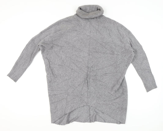Blue Vanilla Womens Grey Roll Neck Jumper One Size Relaxed Fit