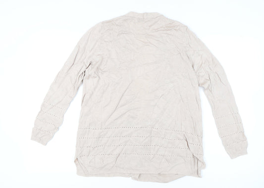Marks and Spencer Women’s Beige Cardigan L Knit Open Front Pockets