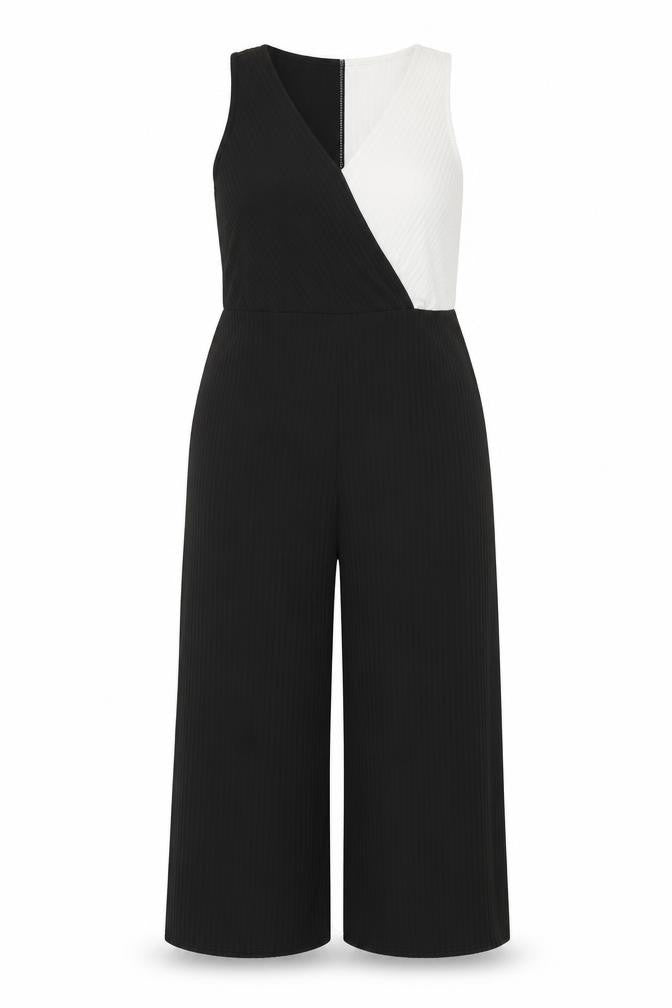 New Look Womens Black White One Shoulder Jumpsuit Size 14
