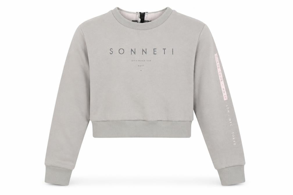 Sonneti Girls Grey Logo Pullover Sweatshirt 12-13Y Crew Neck Long Sleeve