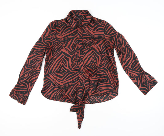 River Island Womens Multicoloured Animal Print Button-Up Shirt Size 8