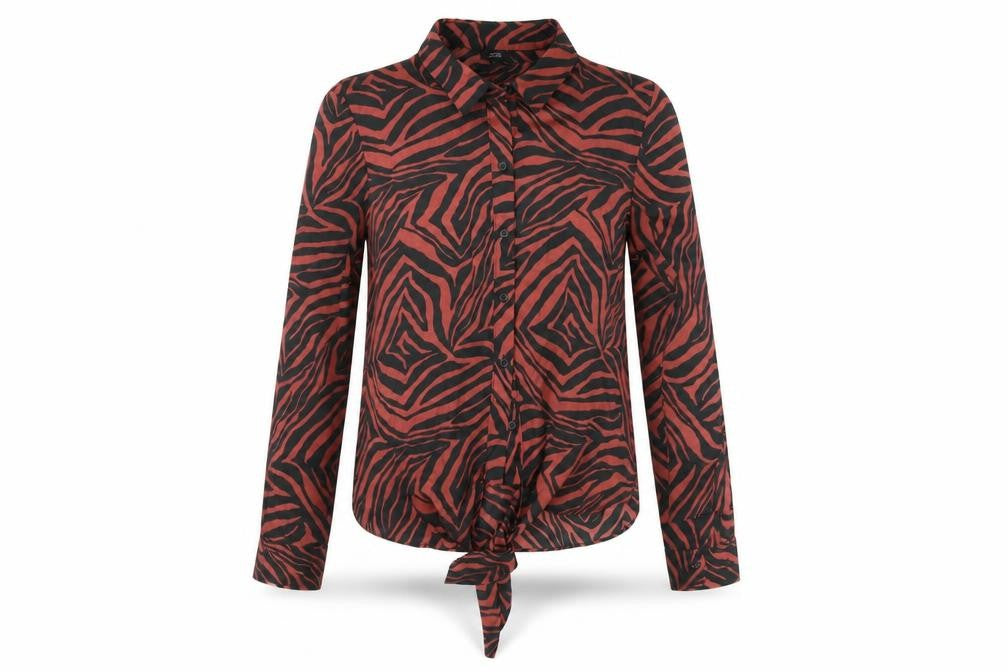 River Island Womens Multicoloured Animal Print Button-Up Shirt Size 8