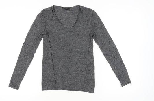 Donna Karan Womens Grey XS Wool V-Neck Pullover Jumper