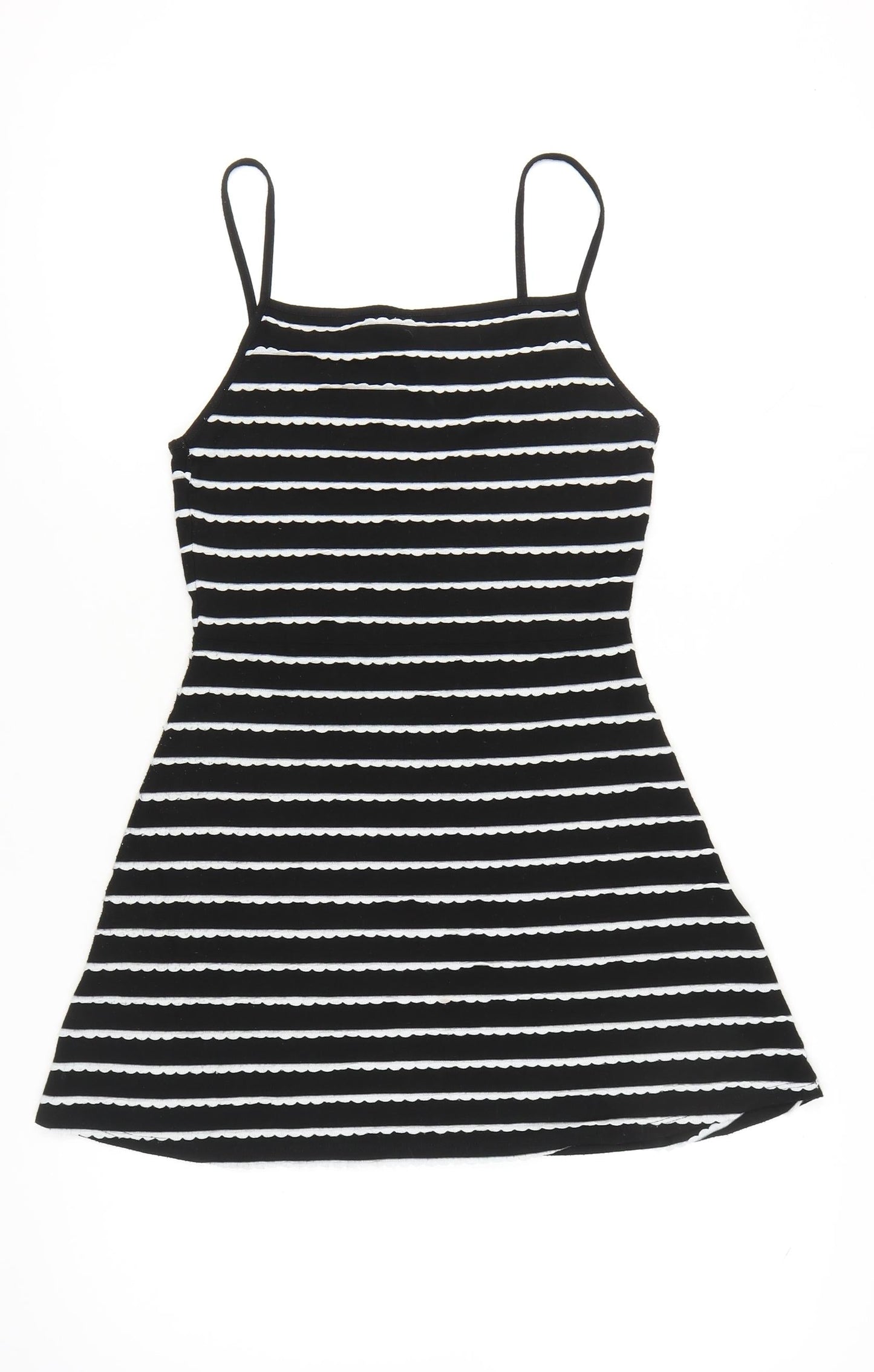 Topshop Women Black White Stripe Mini Slip Dress Size 12