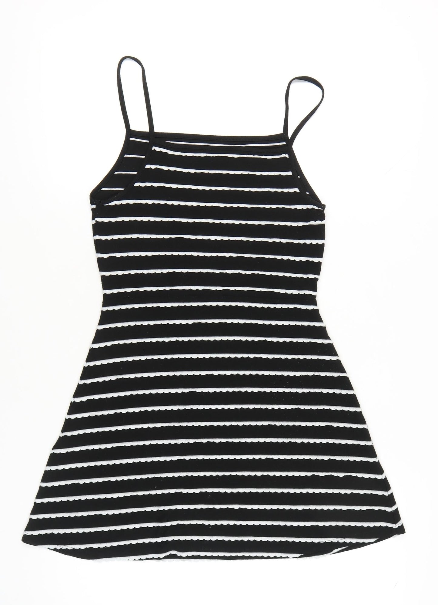 Topshop Women Black White Stripe Mini Slip Dress Size 12