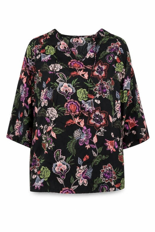 Next Womens Multicoloured Floral Cotton Tunic Blouse Size 14