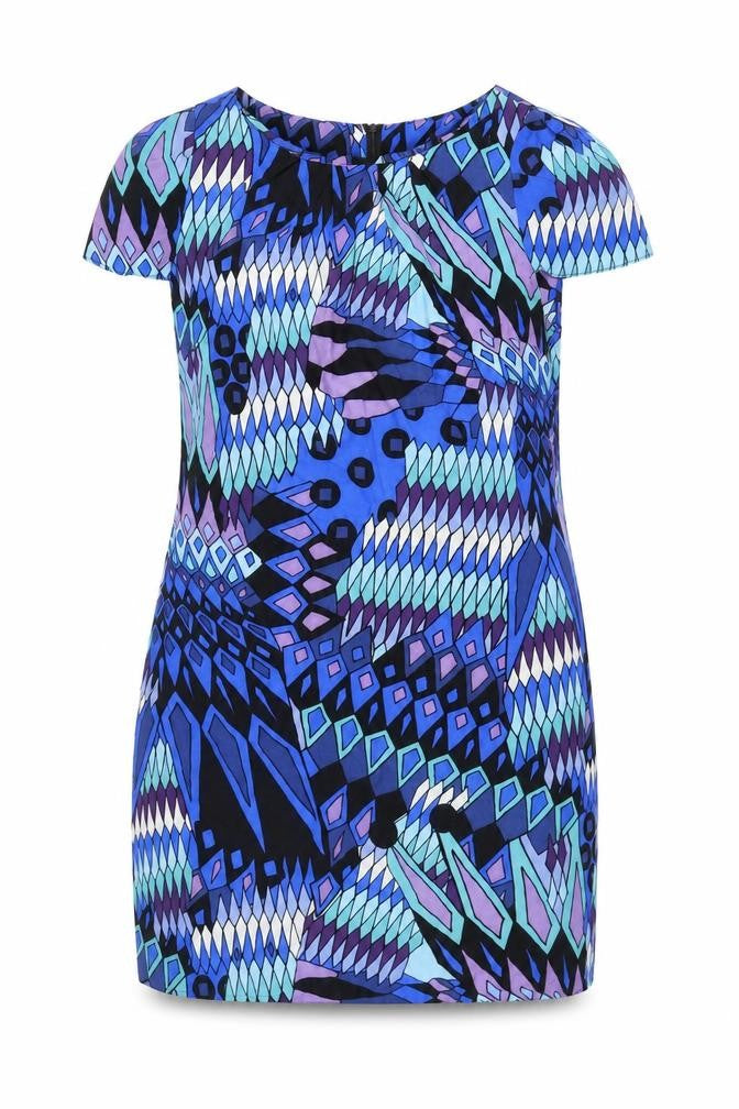 Dorothy Perkins Women’s Blue Geometric Shift Dress Size 12 Short Sleeve