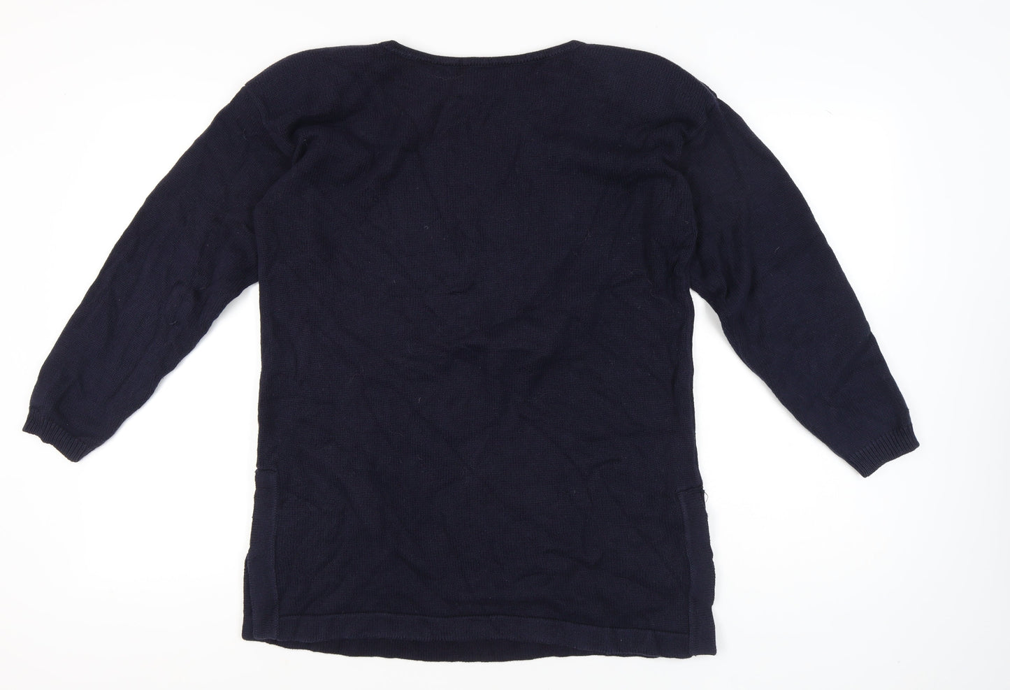 St Michael Womens Blue Tunic Jumper Size 12 Cotton Long Sleeve