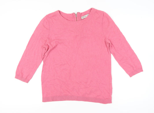 Amaryllis Women Pink Crew Neck Pullover Jumper L 3/4 Sleeve