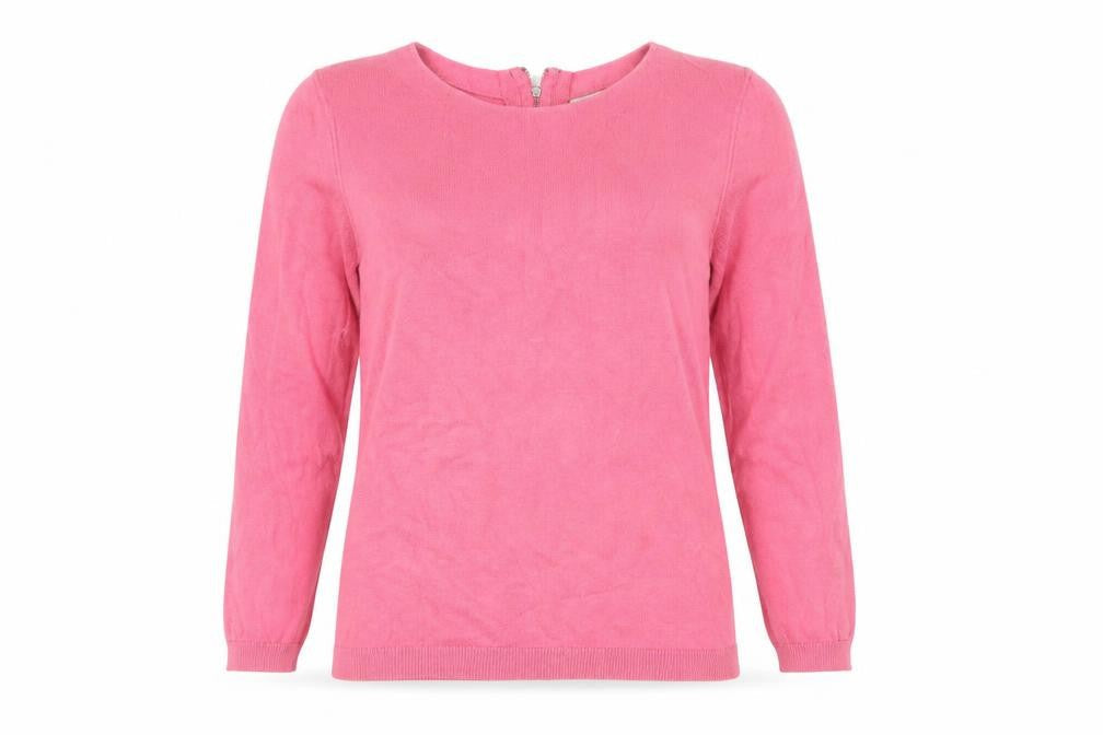 Amaryllis Women Pink Crew Neck Pullover Jumper L 3/4 Sleeve