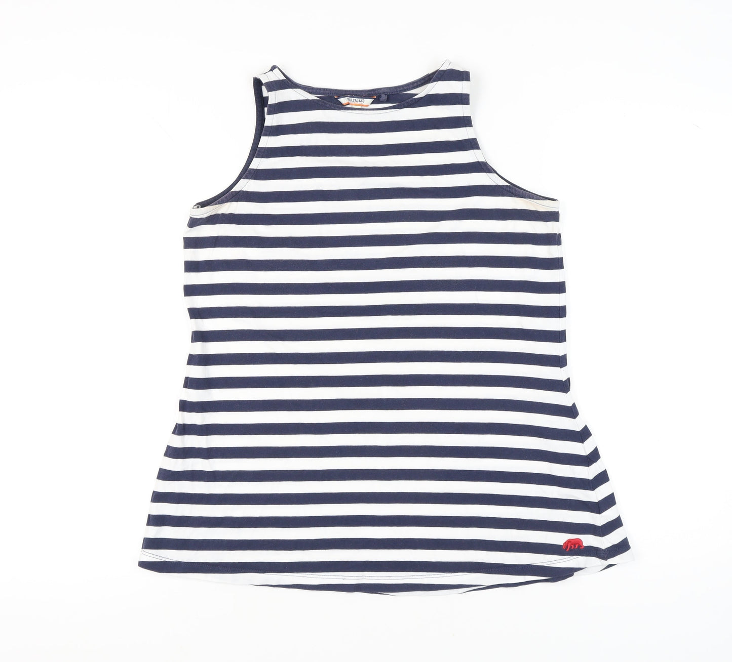 SoulCal & Co Women’s Blue White Striped Tank Top UK 8 Cotton Nautical