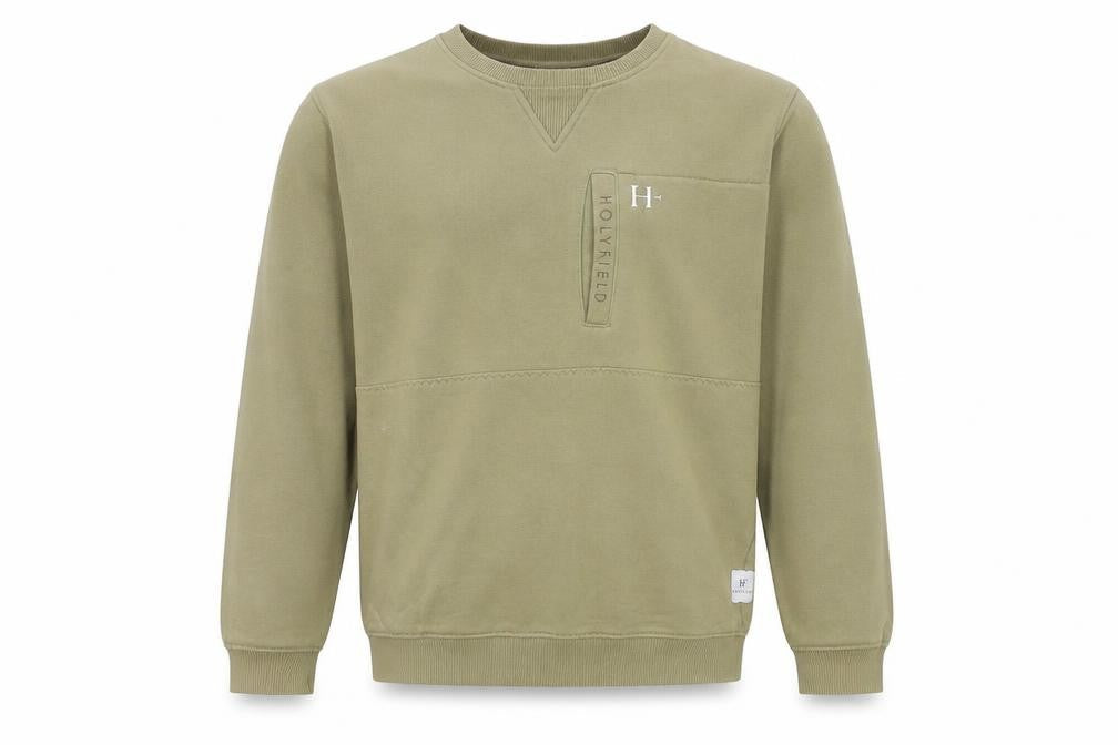 Holyfield Boys Green Pullover Sweatshirt 14-16Y Regular Fit Crew Neck