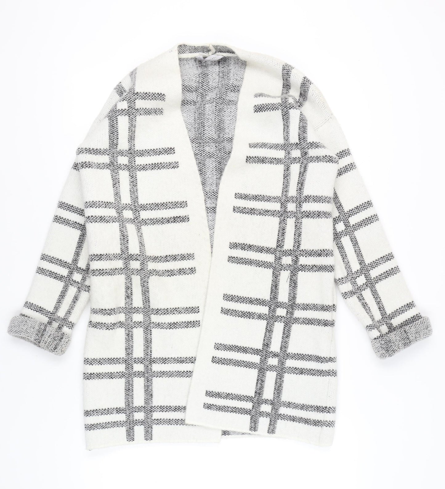 Marks and Spencer Womens Ivory Check Cardigan Size M Knitwear