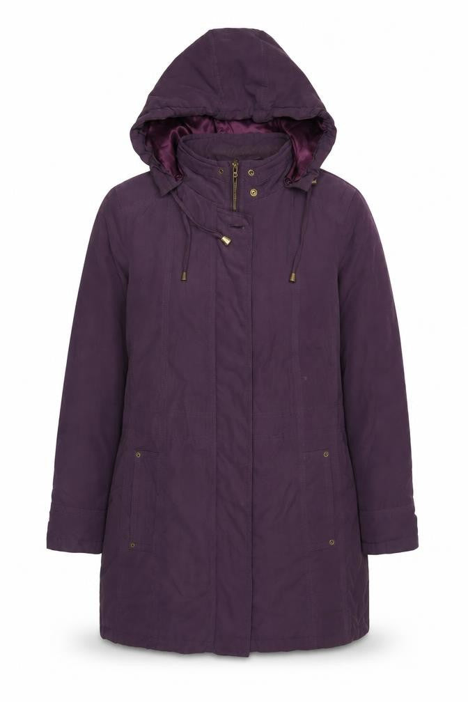 Bonmarché Womens Purple Parka Coat Hooded Mid-Length Size M