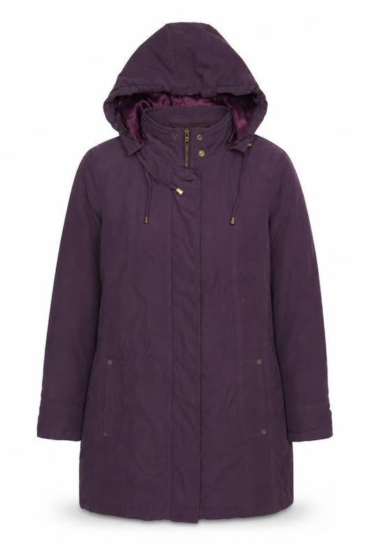 Bonmarché Womens Purple Parka Coat Hooded Mid-Length Size M