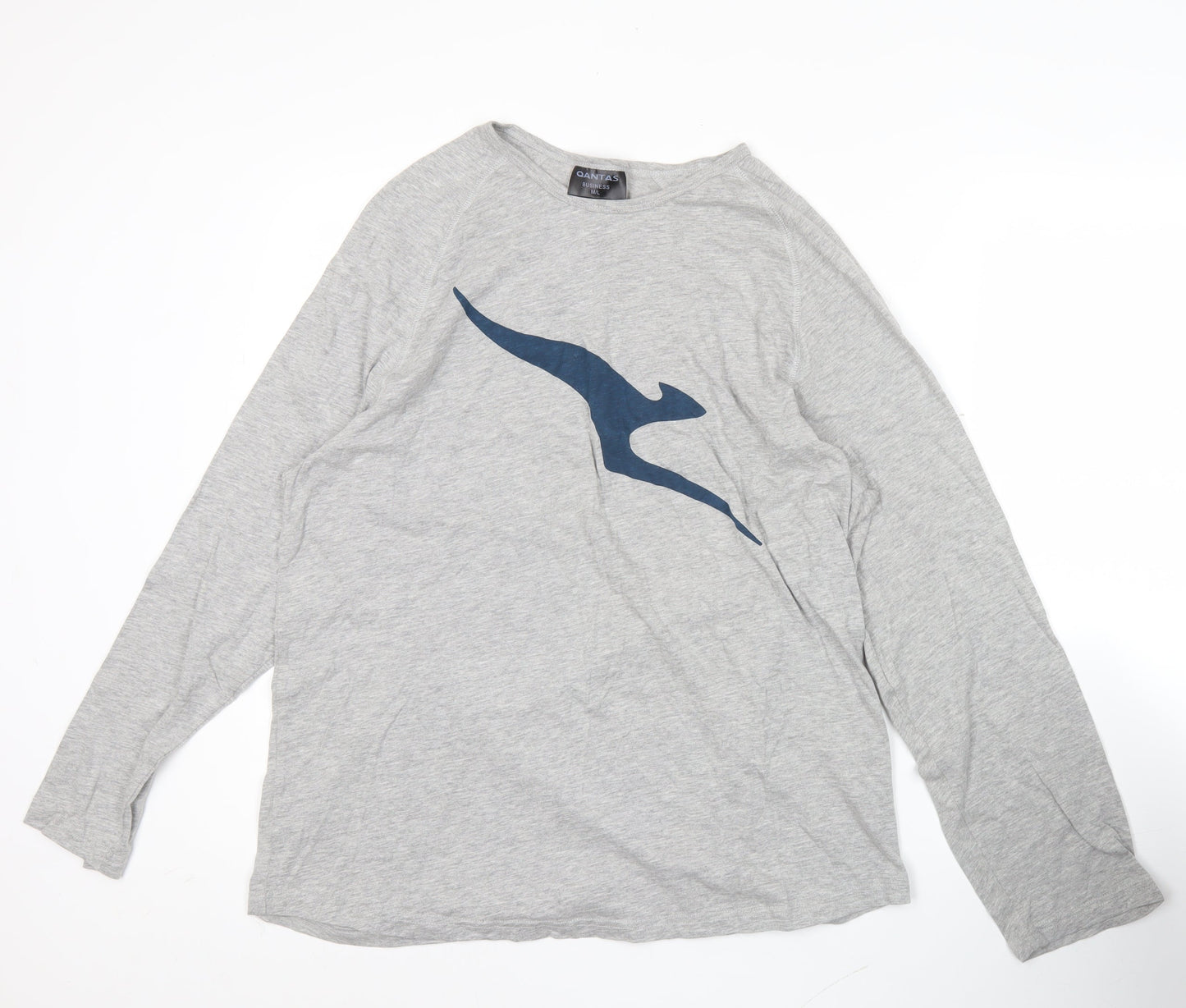 Qantas Men’s Grey Long Sleeve Graphic Travel Shirt Size L