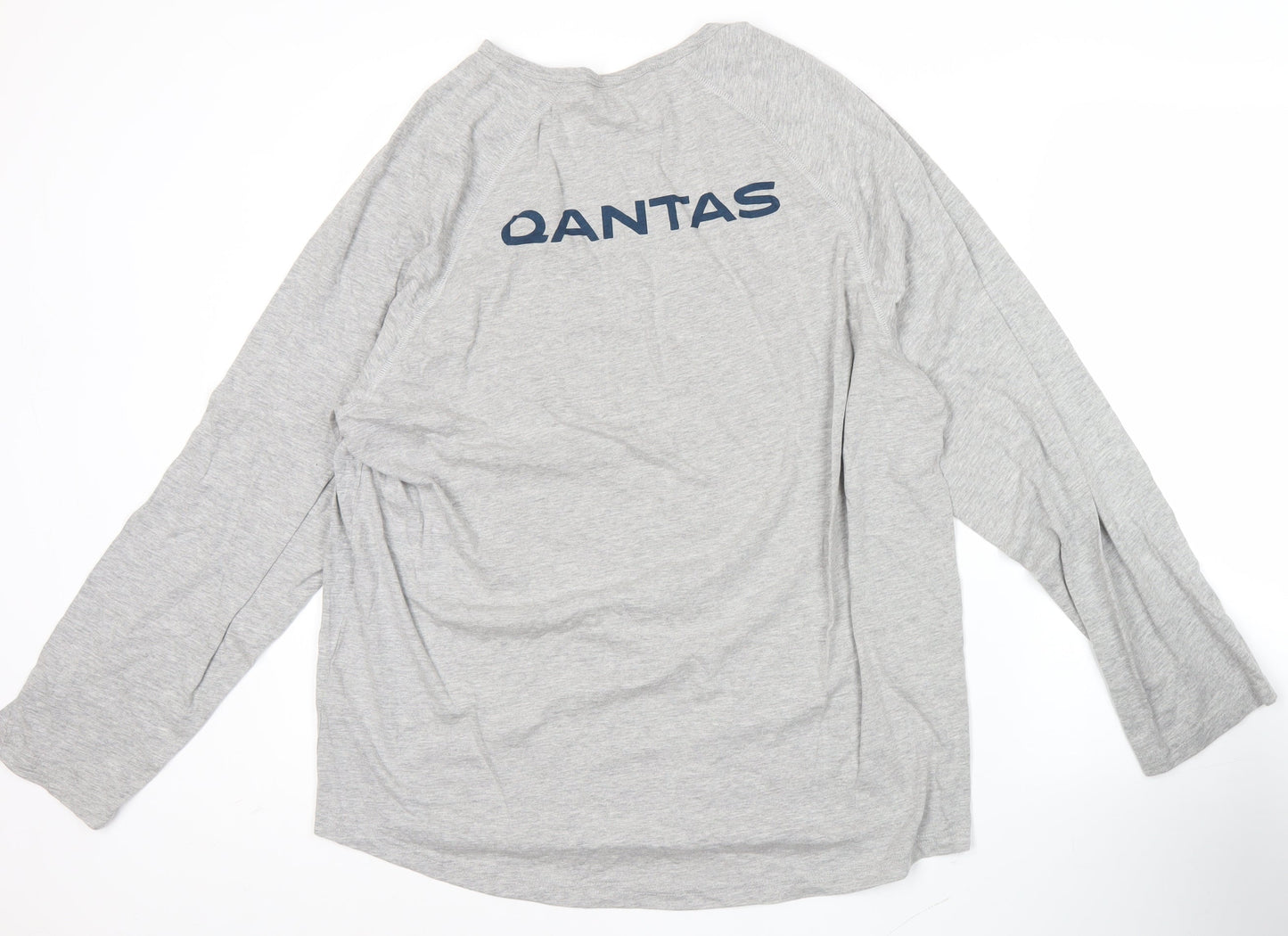 Qantas Men’s Grey Long Sleeve Graphic Travel Shirt Size L