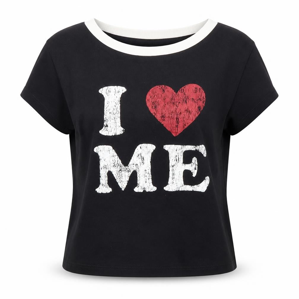 H&M Divided Women’s Black Cropped T-Shirt Size 12 Funny Graphic
