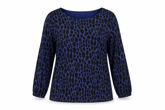 Boden Women’s Blue Animal Print Tunic Blouse UK 12 Long Sleeve