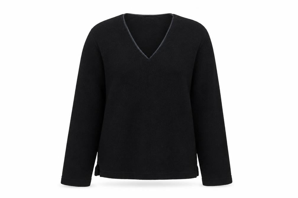 Debbie Morgan Womens Black V-Neck Pullover Sweatshirt Size M