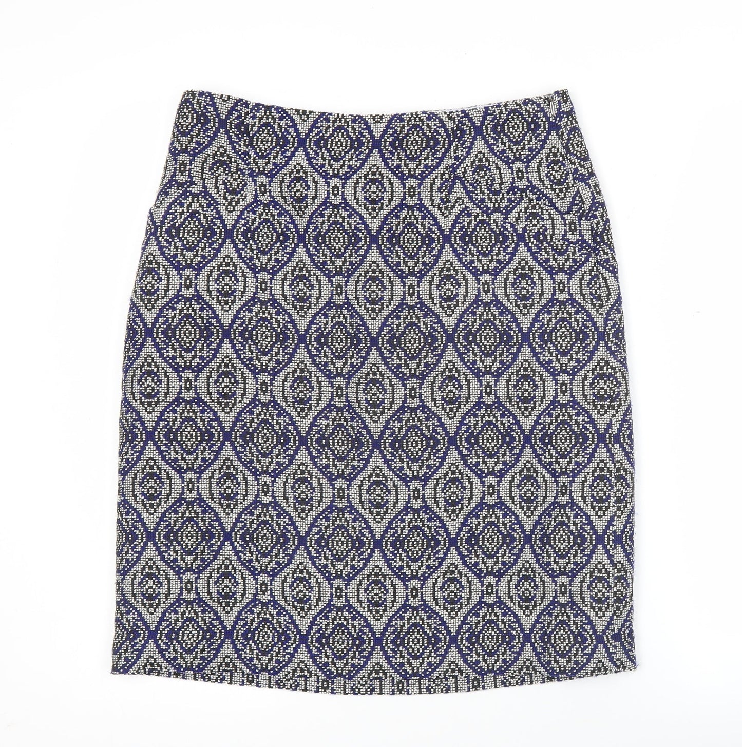 White Stuff Women’s Blue Geometric Pencil Skirt Size 8