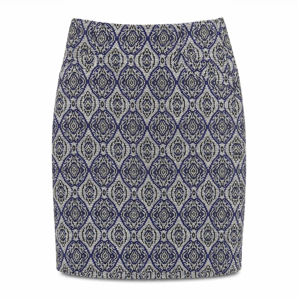 White Stuff Women’s Blue Geometric Pencil Skirt Size 8