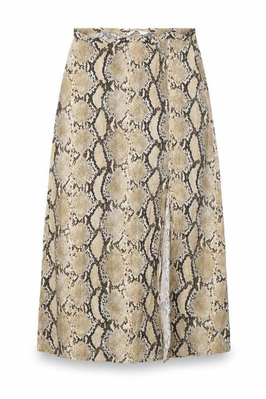 H&M Women’s Beige Snake Print Midi A-Line Skirt Size 12