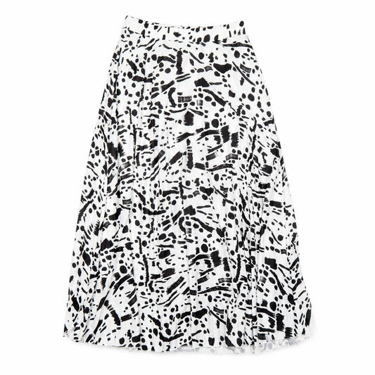 ASOS Women’s Black White Animal Print Pleated Midi Skirt Size 10